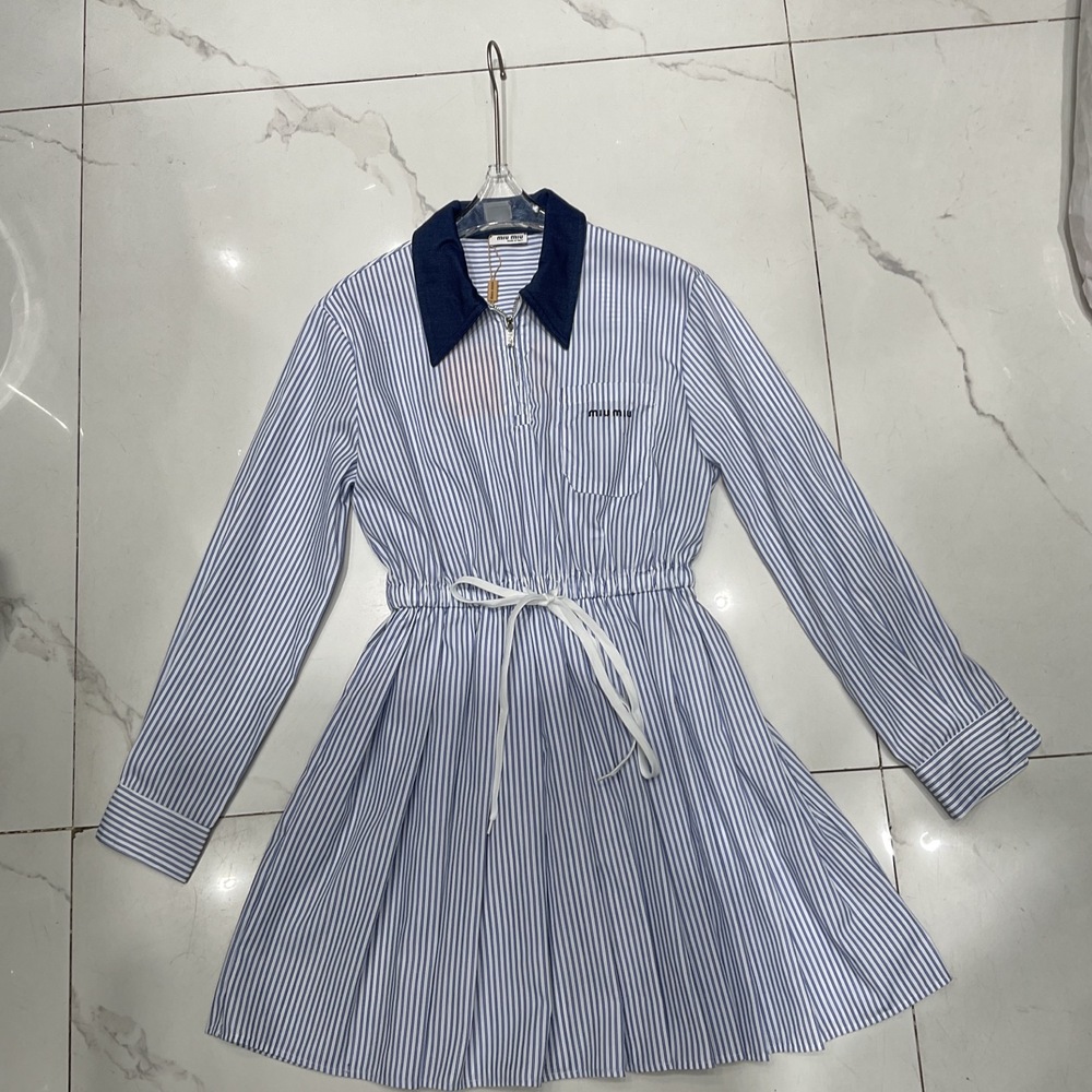 Miu Miu check long-sleeved blouse dress